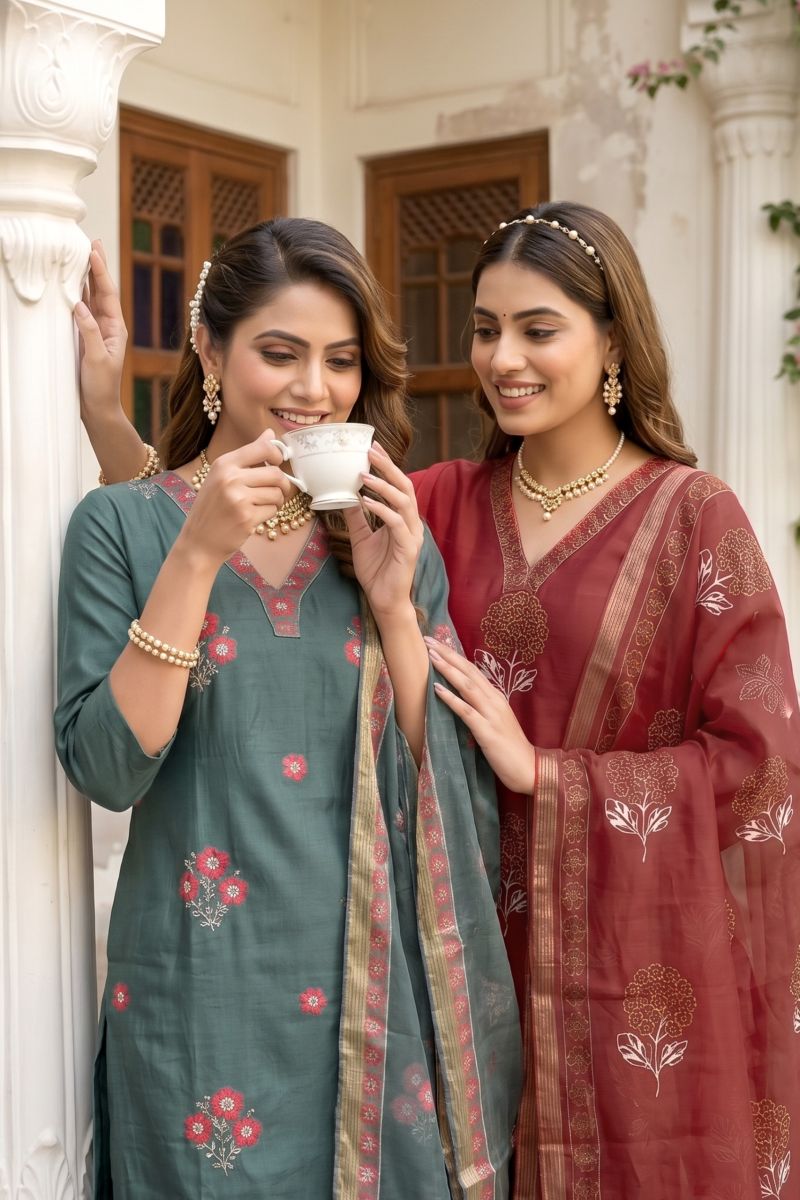 Perk Vol 1 Vertican Silk Kurti With Bottom Dupatta 